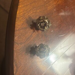 Elegant Floral Brass Earrings